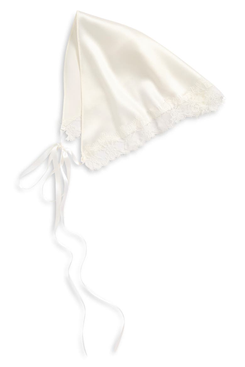 Lacianna Lace Silk Headscarf, Main, color, IVORY CHARMEUSE