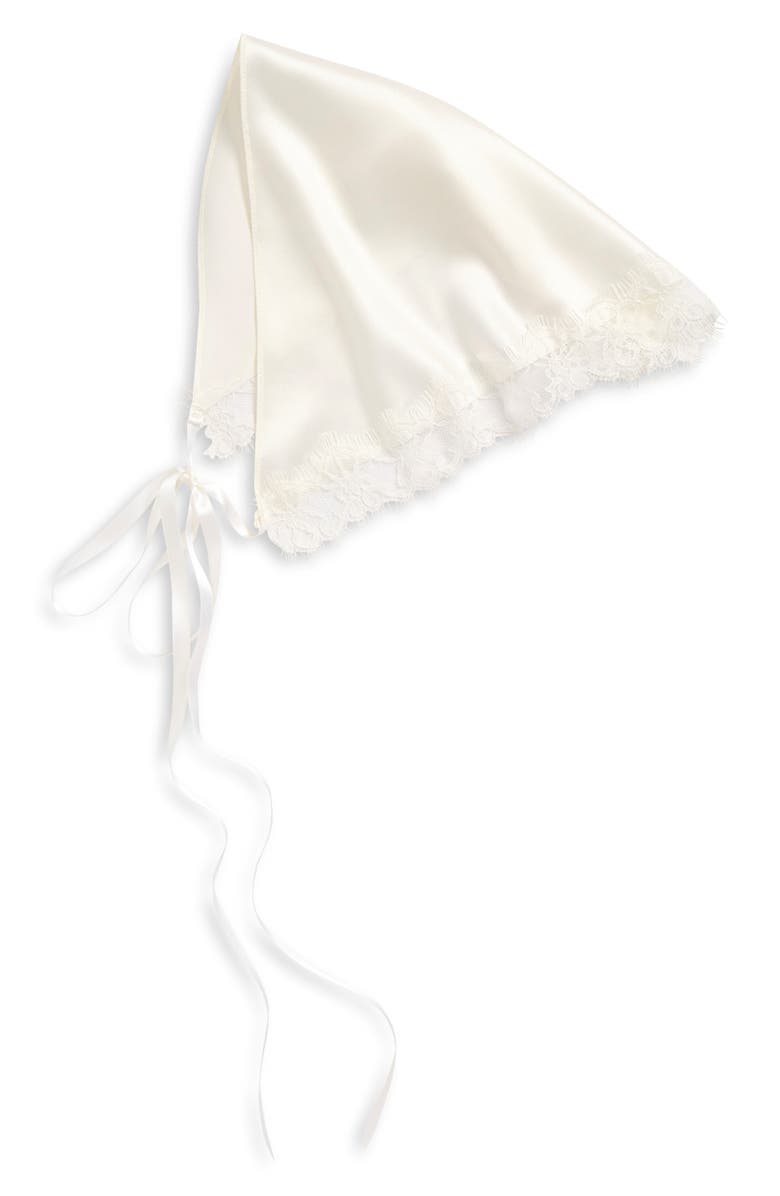 Jennifer Behr Lacianna Lace Silk Headscarf, Main, color, Ivory Charmeuse