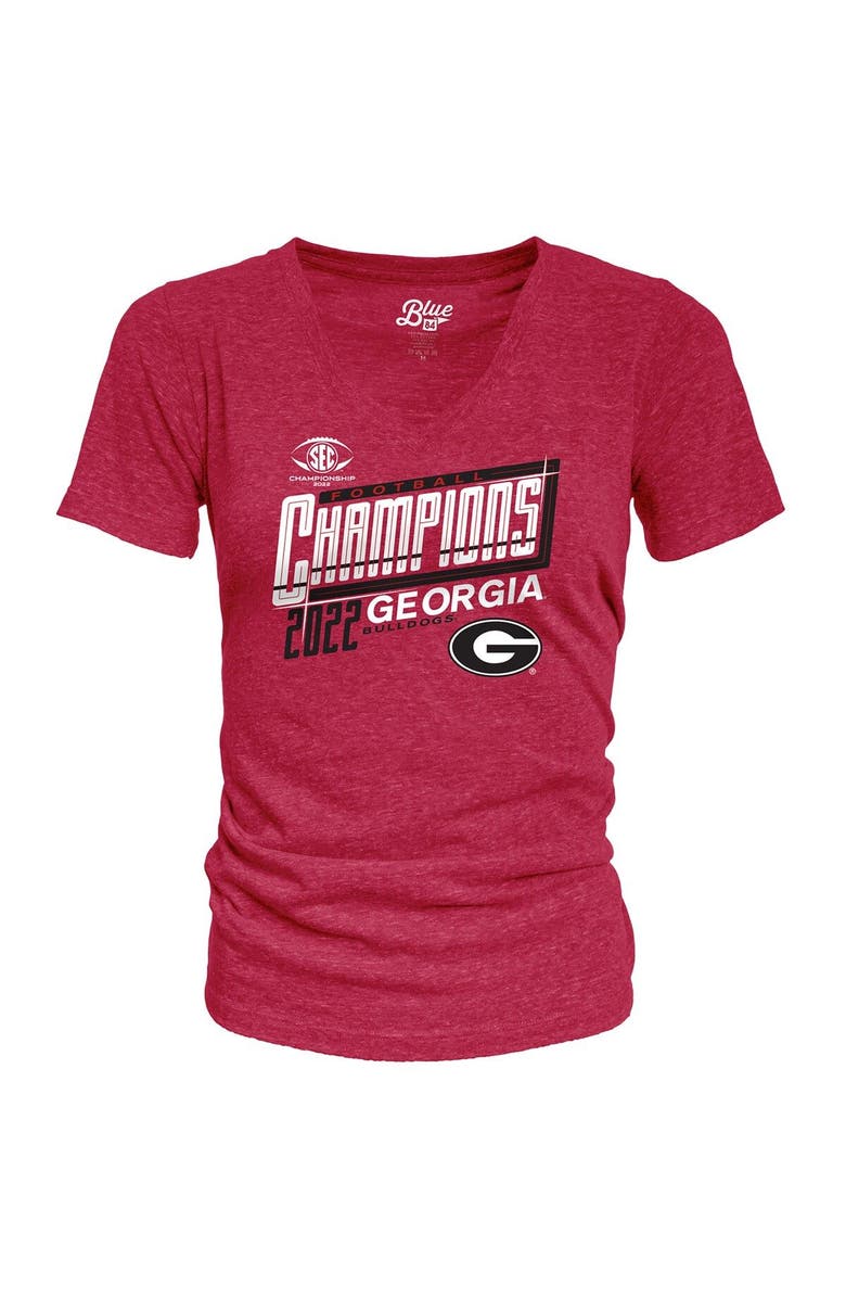 BLUE 84 Women's Blue 84 Red Georgia Bulldogs 2022 SEC Football Conference Champions Locker Room V-Neck T-Shirt, Alternate, color, 