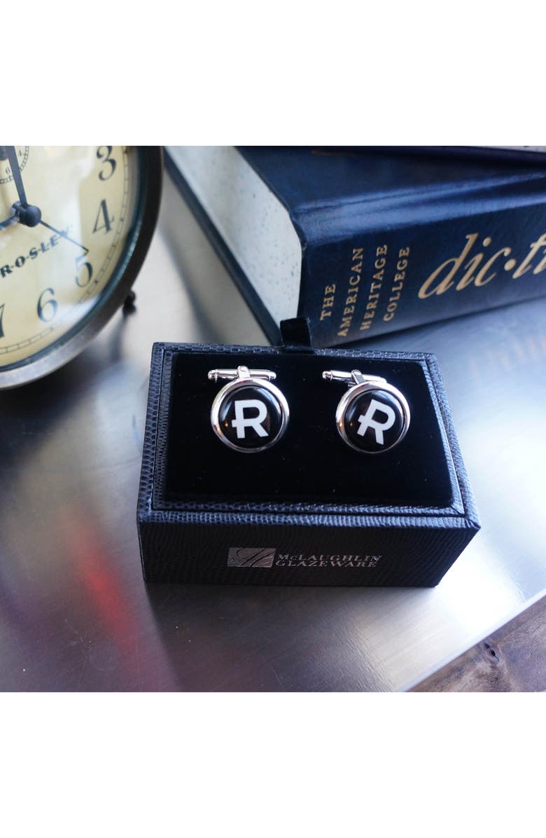 McLaughlin Glazeware Brooklyn Silver Monogram Cuff Links, Alternate, color,