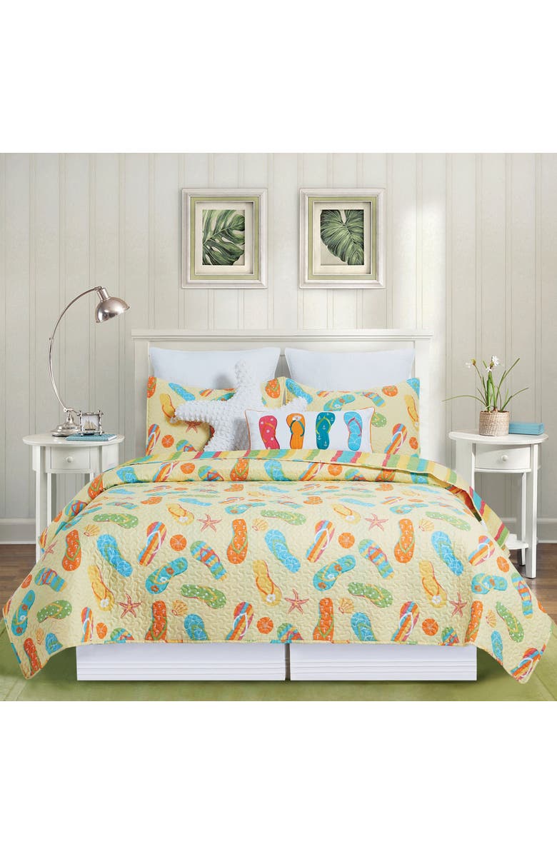 C&F Home Sunny Splash Flip Flops Quilt Set, Alternate, color, Yellow