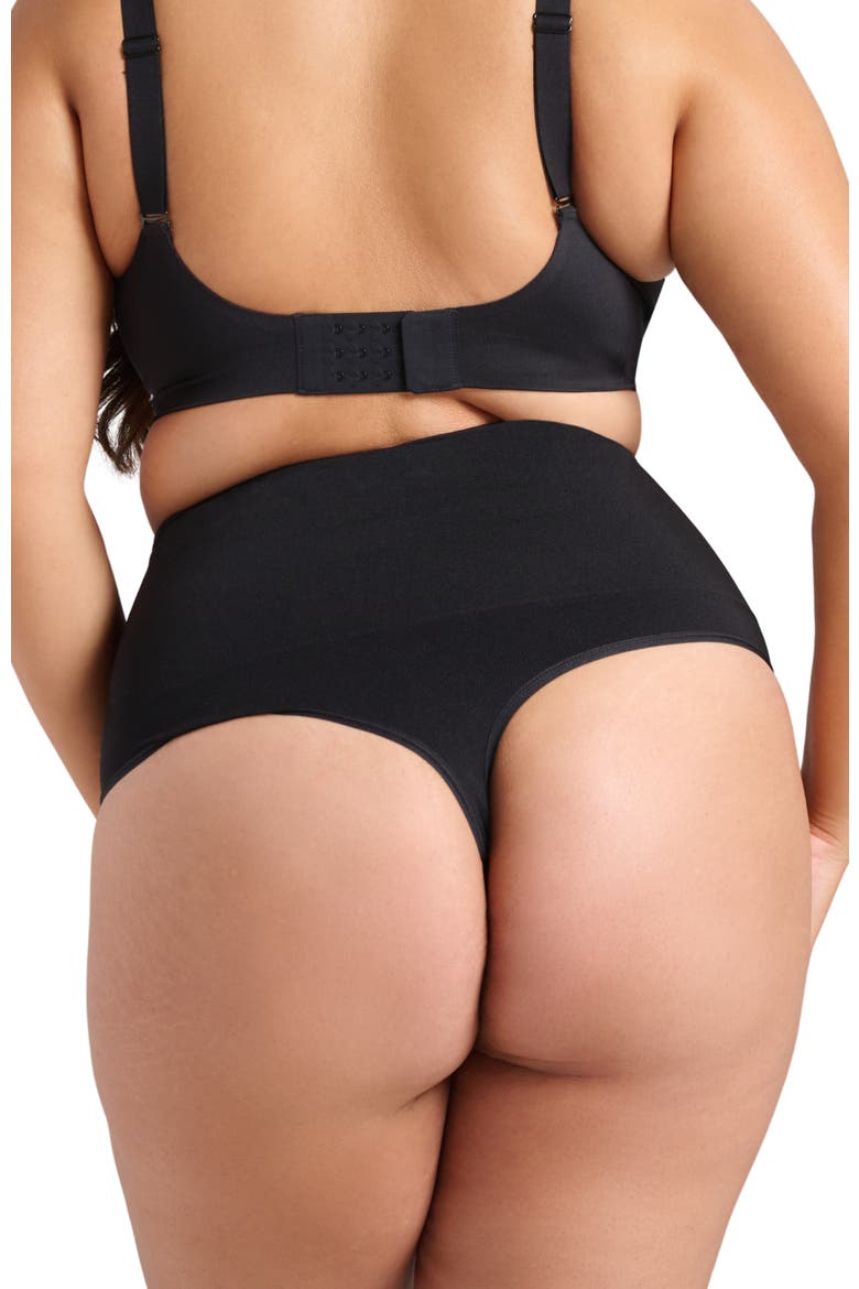 Sculpt High Waist Shaping Thong, Alternate, color, Black