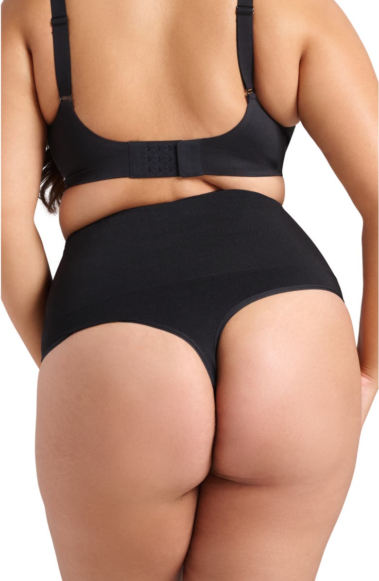 Siella Sculpt High Waist Shaping Thong, Alternate, color, Black