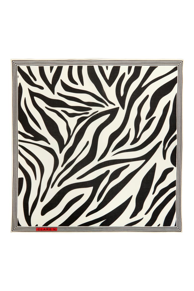 Zebra Stripe Bandana Scarf, Alternate, color, CREAM W BLACK ZEBRA