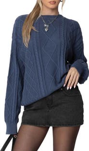 EDIKTED Jessy Oversize Cable Stitch Sweater