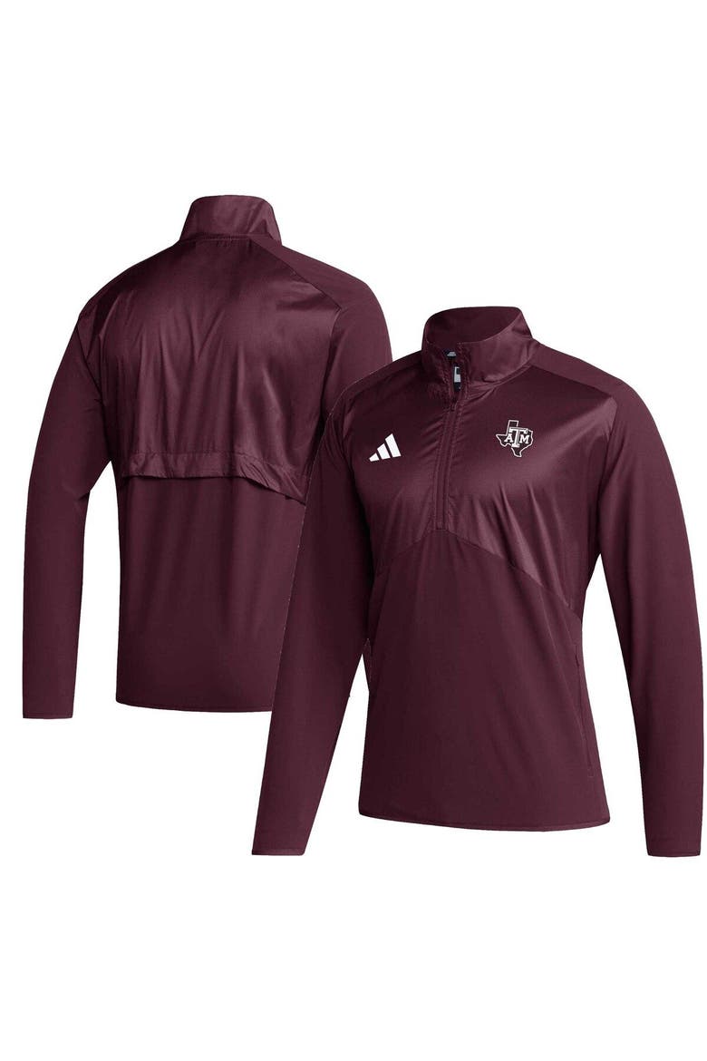Men's adidas Maroon Texas A&M Aggies Sideline AEROREADY Raglan Sleeve Quarter-Zip Jacket, Main, color, Maroon