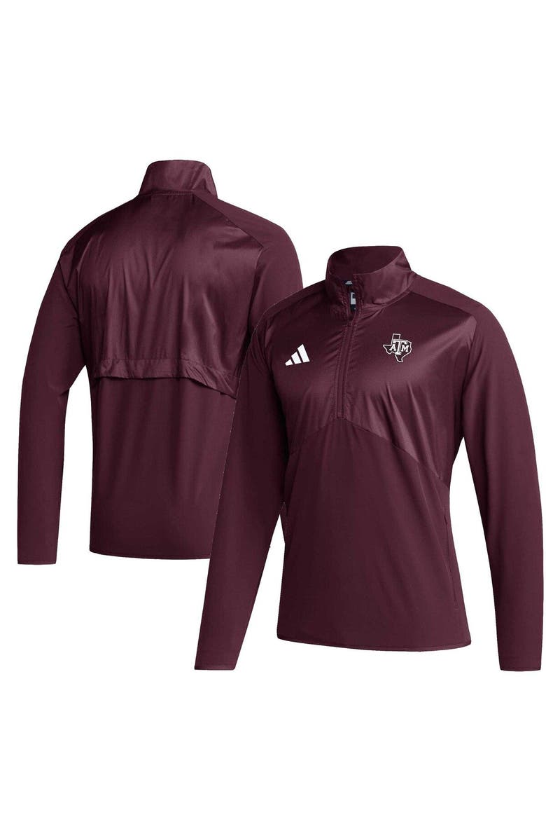 adidas Men's adidas Maroon Texas A&M Aggies Sideline AEROREADY Raglan Sleeve Quarter-Zip Jacket, Main, color, Maroon