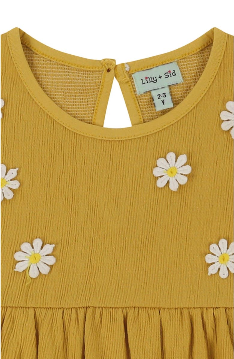 Lilly + Sid Organic Cotton Floral Applique Dress, Alternate, color, Yellow
