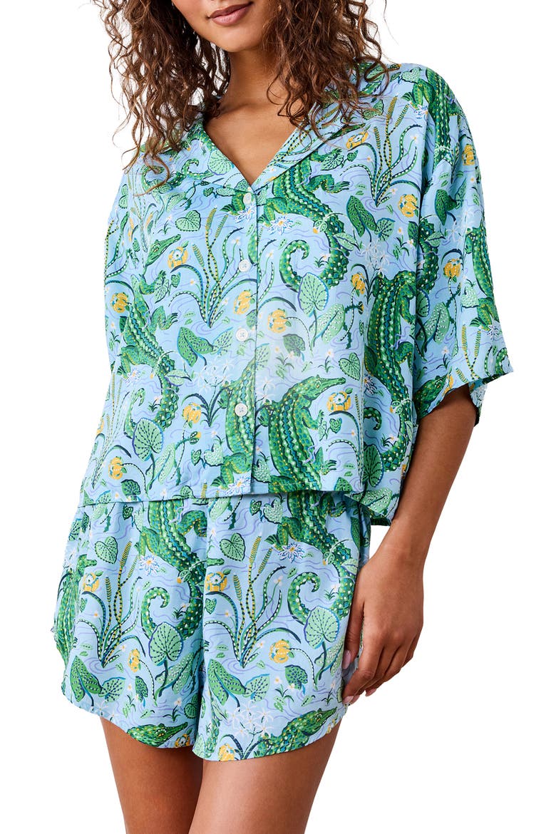 Sweet Dreams Satin Short Pajamas, Main, color, BLUE LAGOON