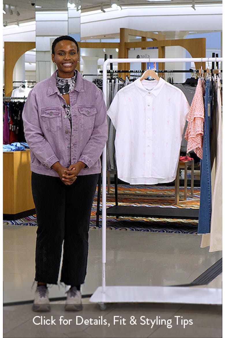 Coastalina Embroidered Linen Button-Up Shirt video