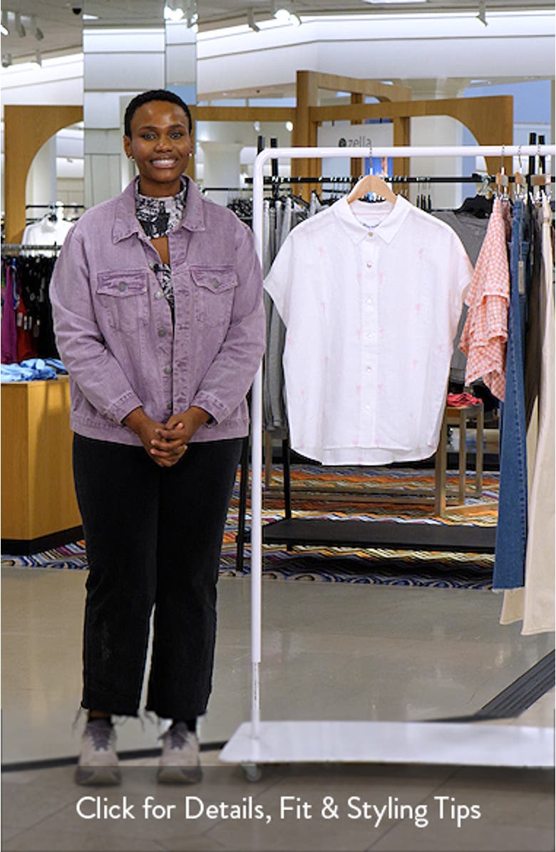 Coastalina Embroidered Linen Button-Up Shirt, sales video thumbnail