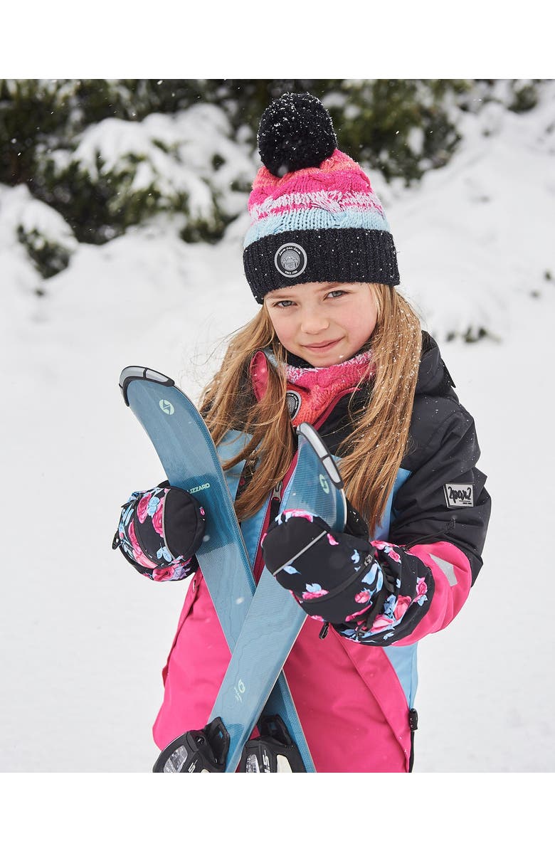 Deux par Deux Girl's Knit Hat Gradient Blue, Coral And Fuschia, Alternate, color, Stripes