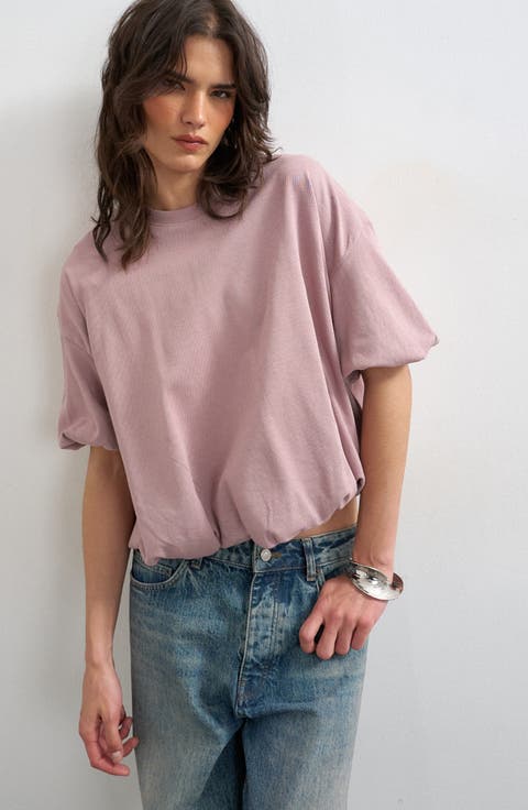 Bubble Hem Cotton T-Shirt