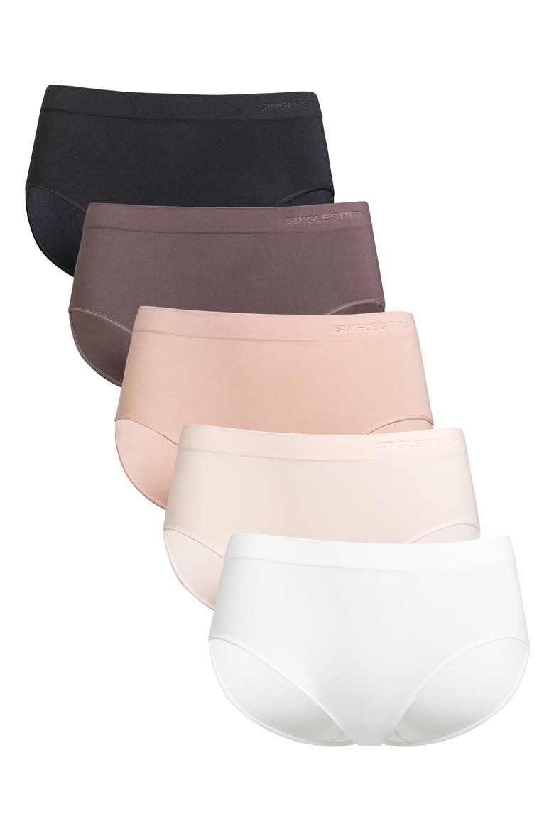 Seamless Modal Blend Bikini 5-Pack, Main, color, Black White Neutral
