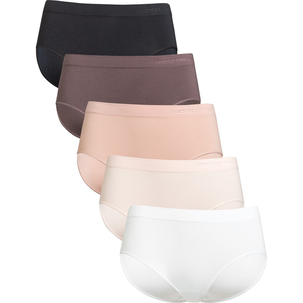 Single Stitch Seamless Modal Blend Hipster 5-Pack in Black White Neutral at Nordstrom, Size Medium