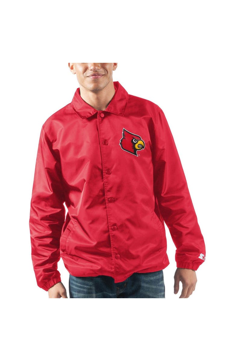 STARTER Men's Starter Red Louisville Cardinals The General Coach's Full-Snap Jacket, Alternate, color, 