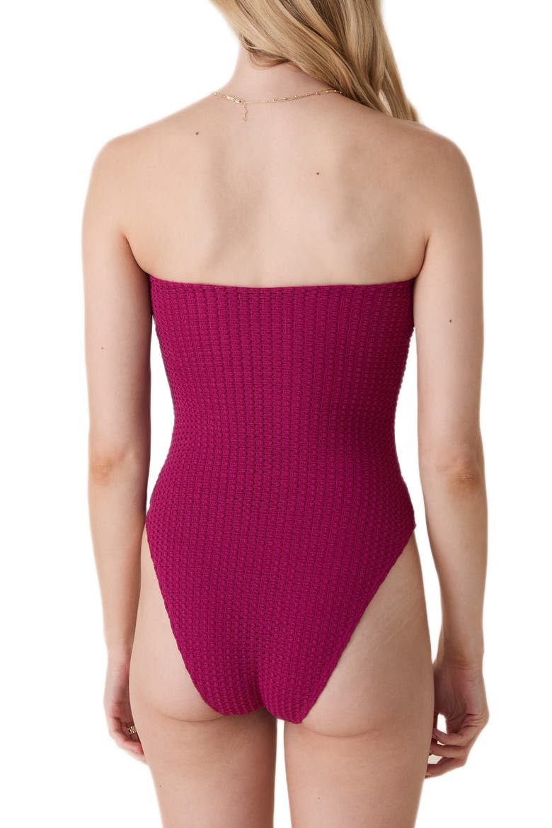 The Kauai Strapless Textured One-Piece Swimsuit, Alternate, color, MERLOT CROCHET