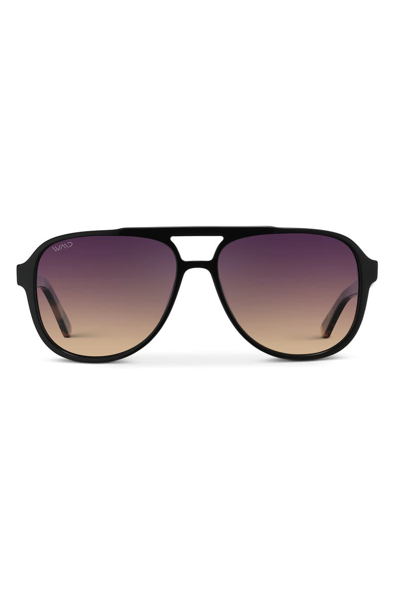 Indie - 57mm Aviator Polarized Sunglasses, Main, color, Black Cream Tortoise
