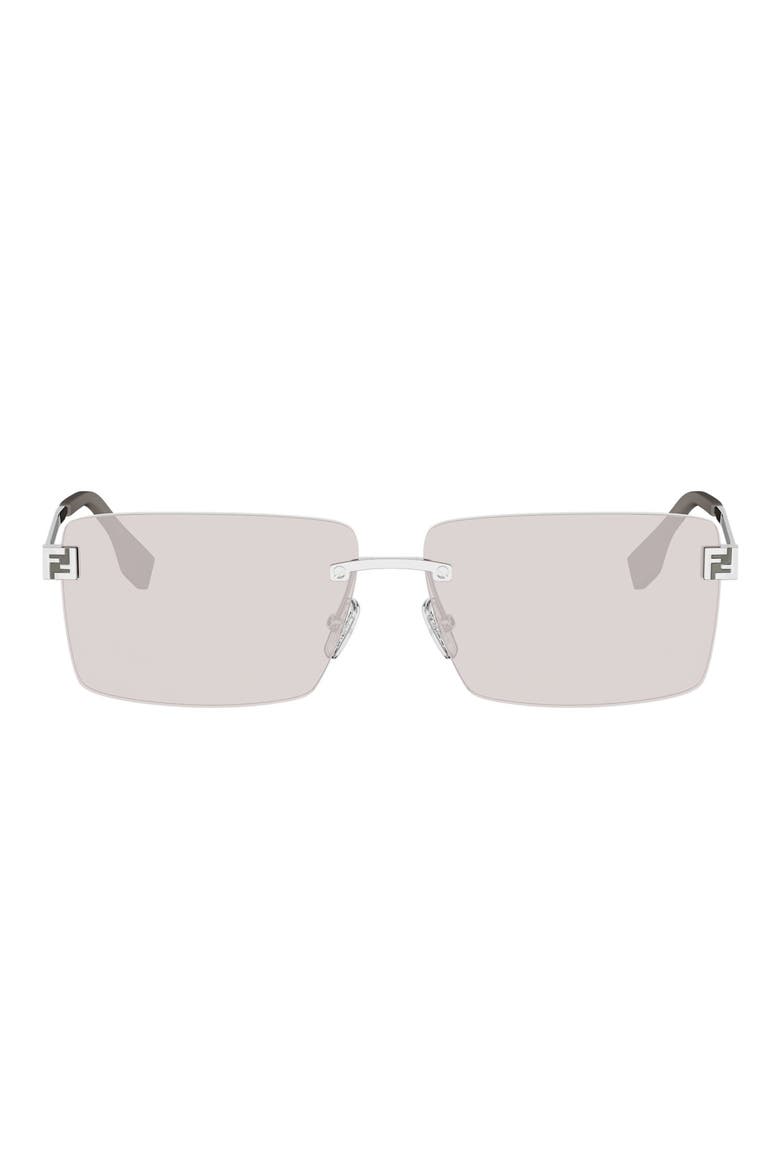 Sky Rimless Rectangular Sunglasses, Main, color, SHINY PALLADIUM / BROWN MIRROR