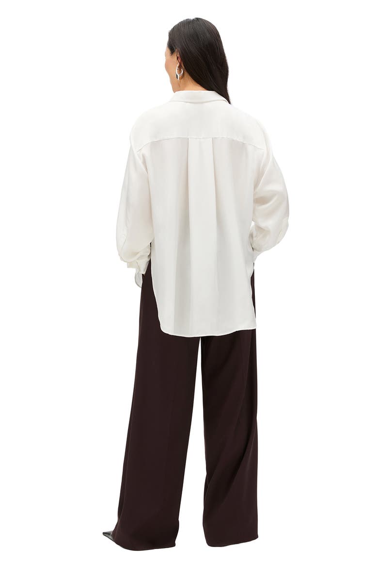 Silk Pleat Back Shirt, Alternate, color, Off White