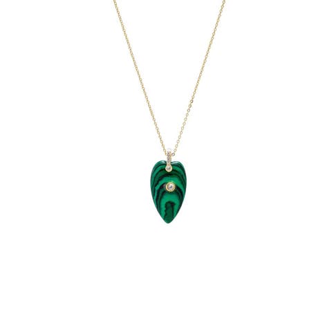 CZ Bezel Elongated Heart Natural Stone Necklace