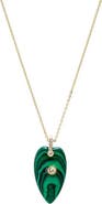 BY ADINA EDEN CZ Bezel Elongated Heart Natural Stone Necklace
