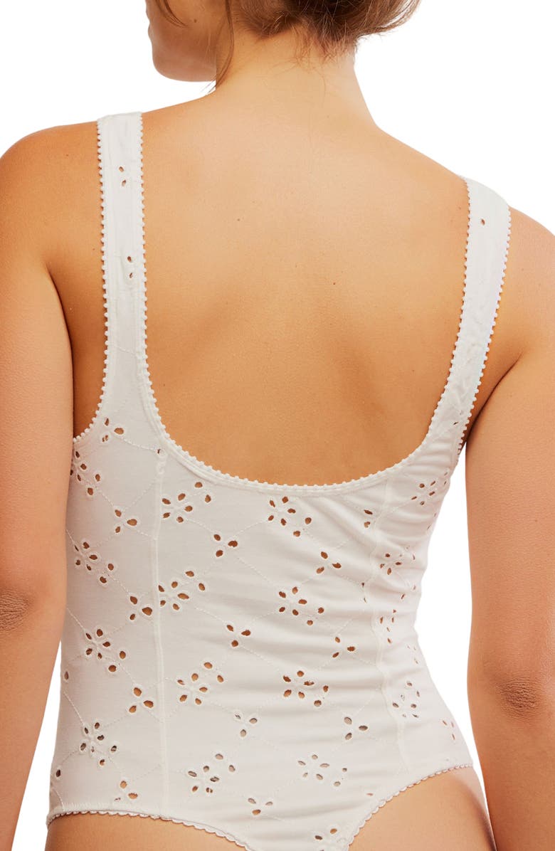 Free People Full Bloom Embroidered Bodysuit, Alternate, color, Ivory