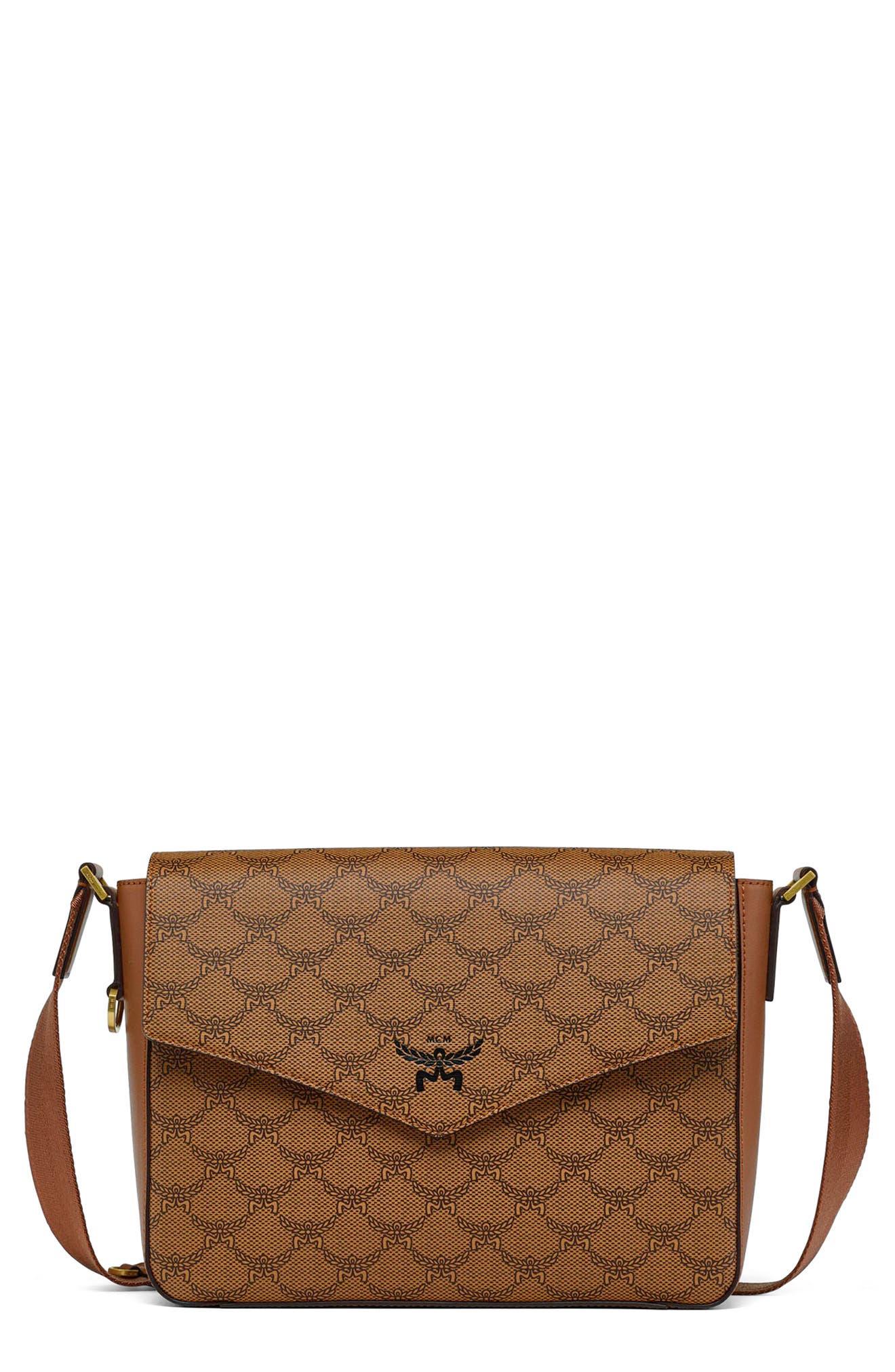 Small Himmel Lauretos Coated Canvas Messenger Bag, Main, color, COGNAC