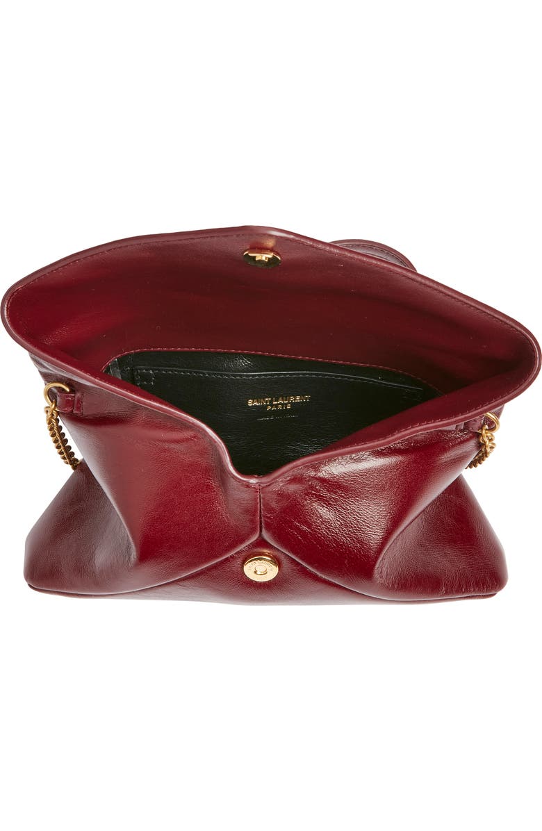 Saint Laurent Small Cassandre Leather Shoulder Bag, Alternate, color, Dark Ruby