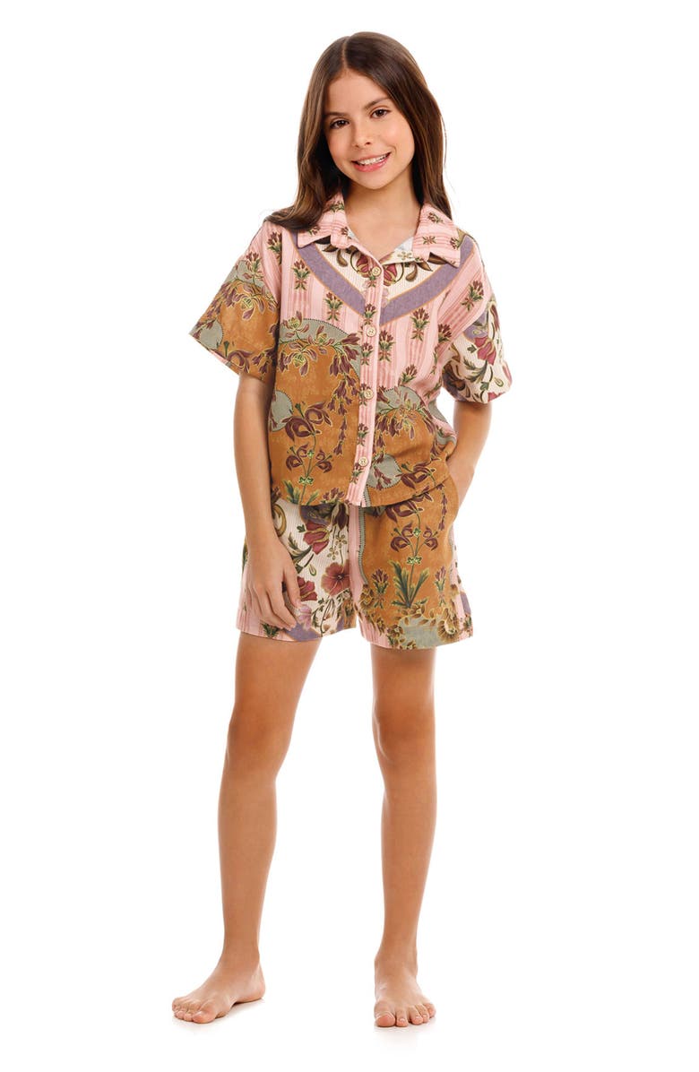 Agua Bendita Kids' Clarabelle Button-Up Shirt, Alternate, color, Red Multi