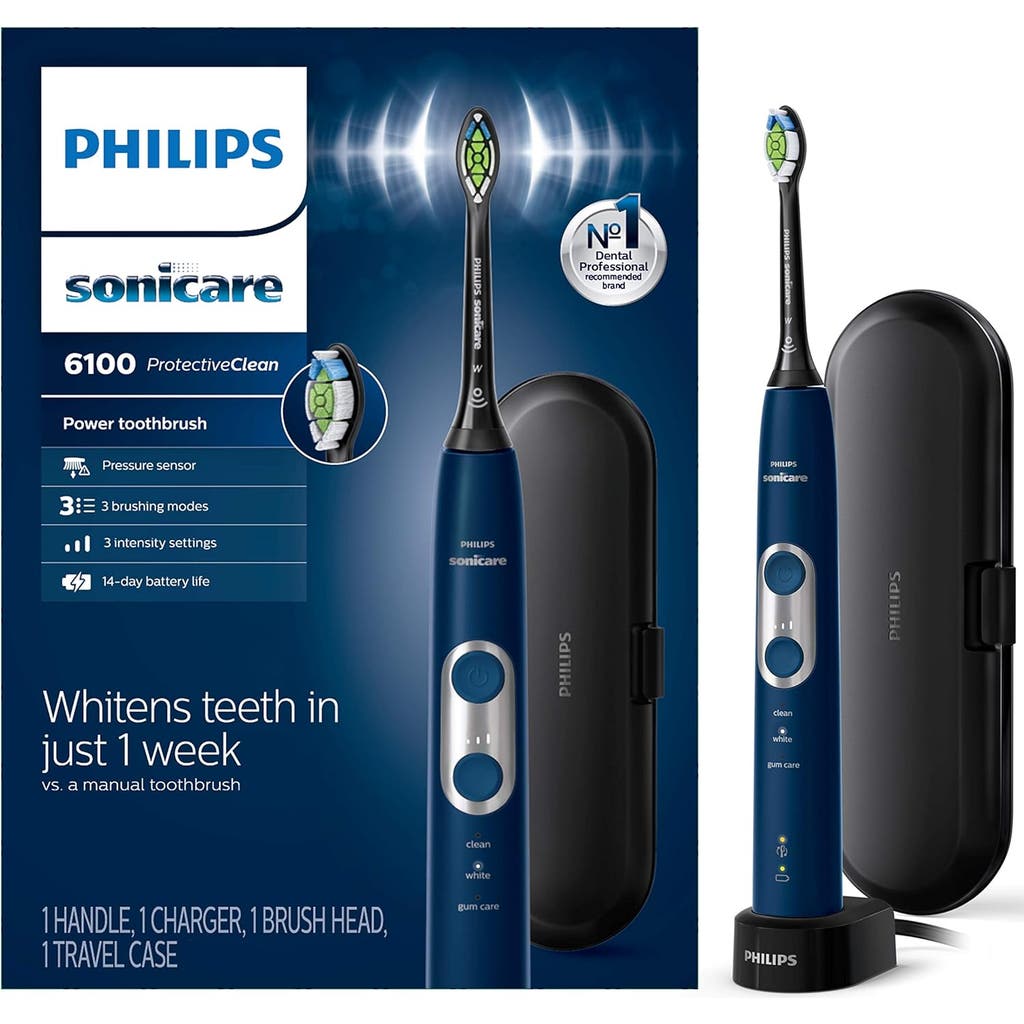 Philips Sonicare Protectiveclean 6100 Electric Toothbrush Navy Case In Blue