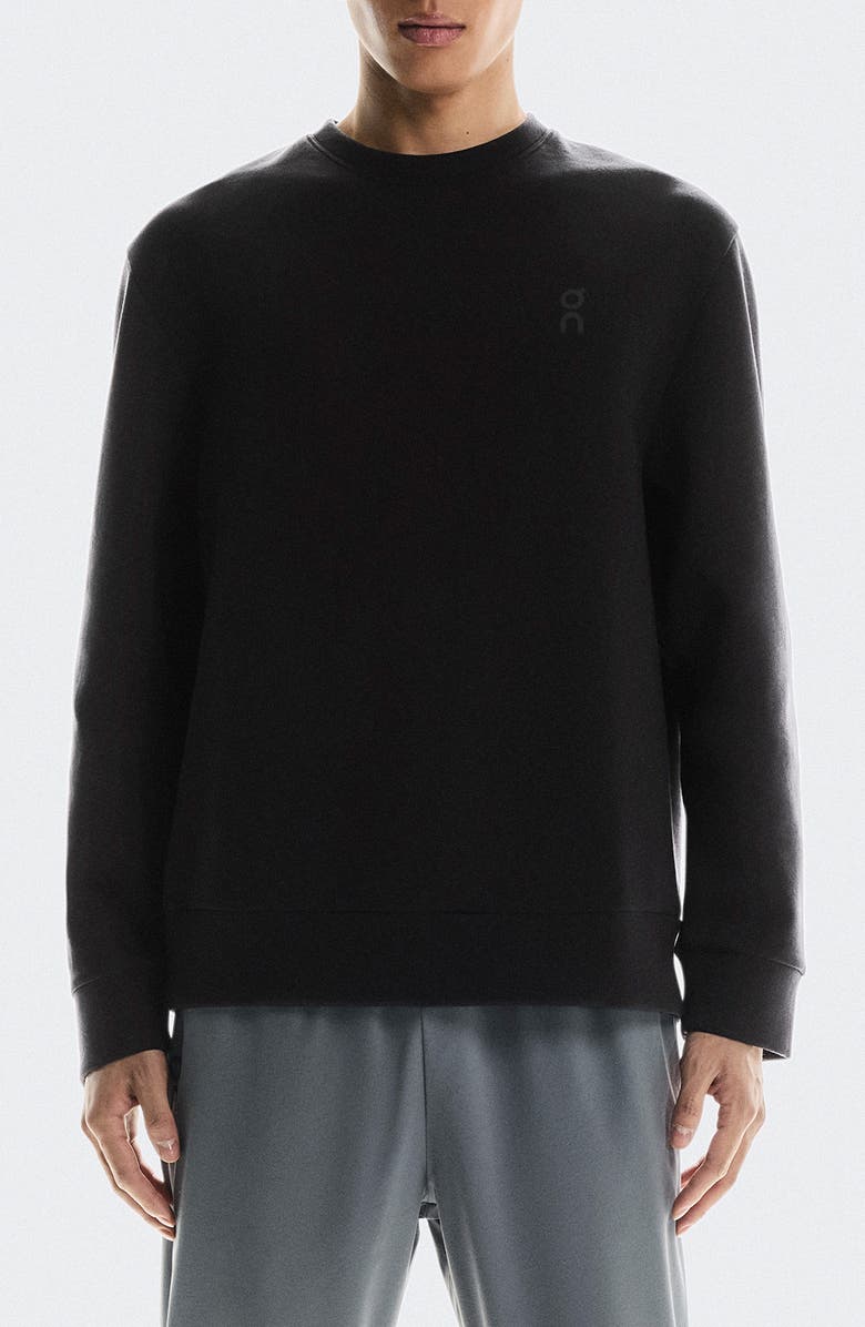 On Focus Tech Crewneck Sweatshirt, Main, color, Black