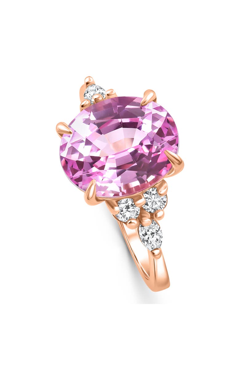 Bliss Diamond 5Ct TW Oval Pink Sapphire & Diamong Ring 14k Gold Lab Grown, Alternate, color, 