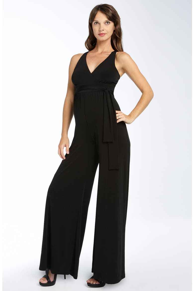 Crochet Trim Maternity Top, Main, color, BLACK