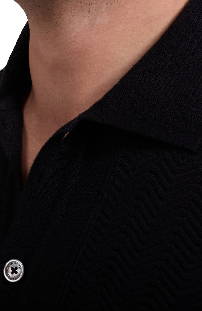 Bugatchi Short Sleeve Cardigan, Alternate, color, Black