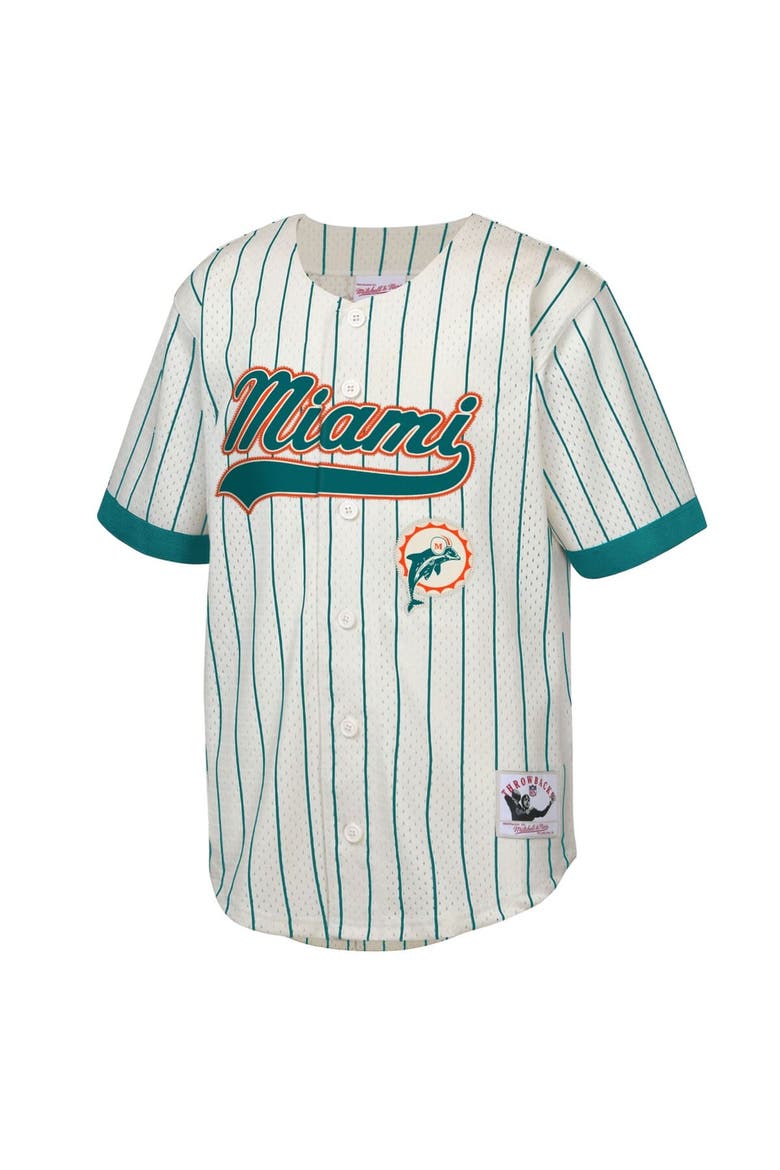 Youth Mitchell & Ness Dan Marino Cream Miami Dolphins Retired Player Name & Number Baseball Jersey, Alternate, color, Cream