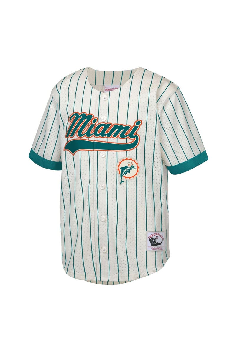 Mitchell & Ness Youth Mitchell & Ness Dan Marino Cream Miami Dolphins Retired Player Name & Number Baseball Jersey, Alternate, color, Cream