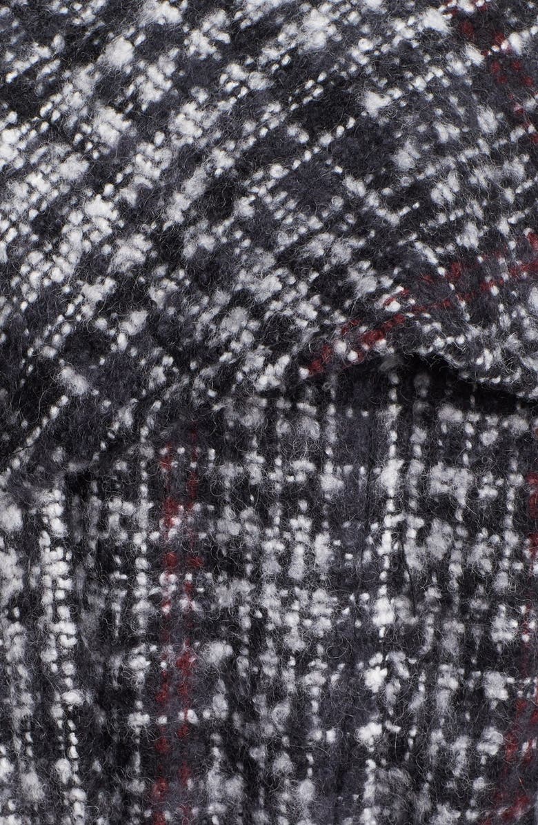 DKNY Belted Plaid Tweed Coat, Alternate, color, 