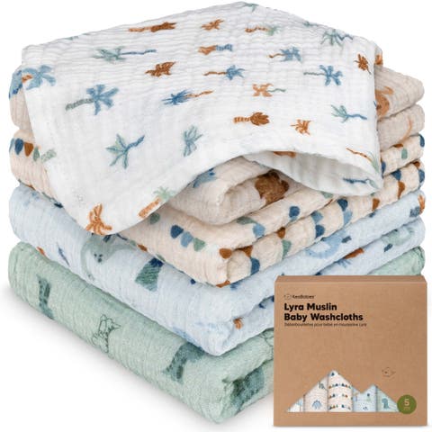 5-Pack Lyra Muslin Baby Washcloths