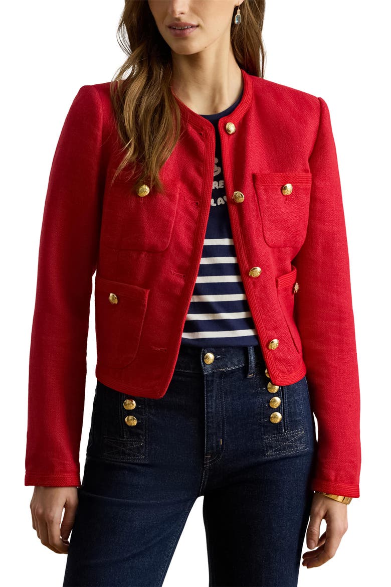 Linen Herringbone Jacket, Main, color, CRUISE RED