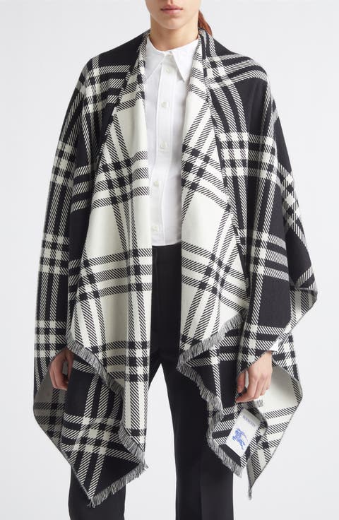Lightweight Tribar Check Wool, Silk & Cashmere Cape