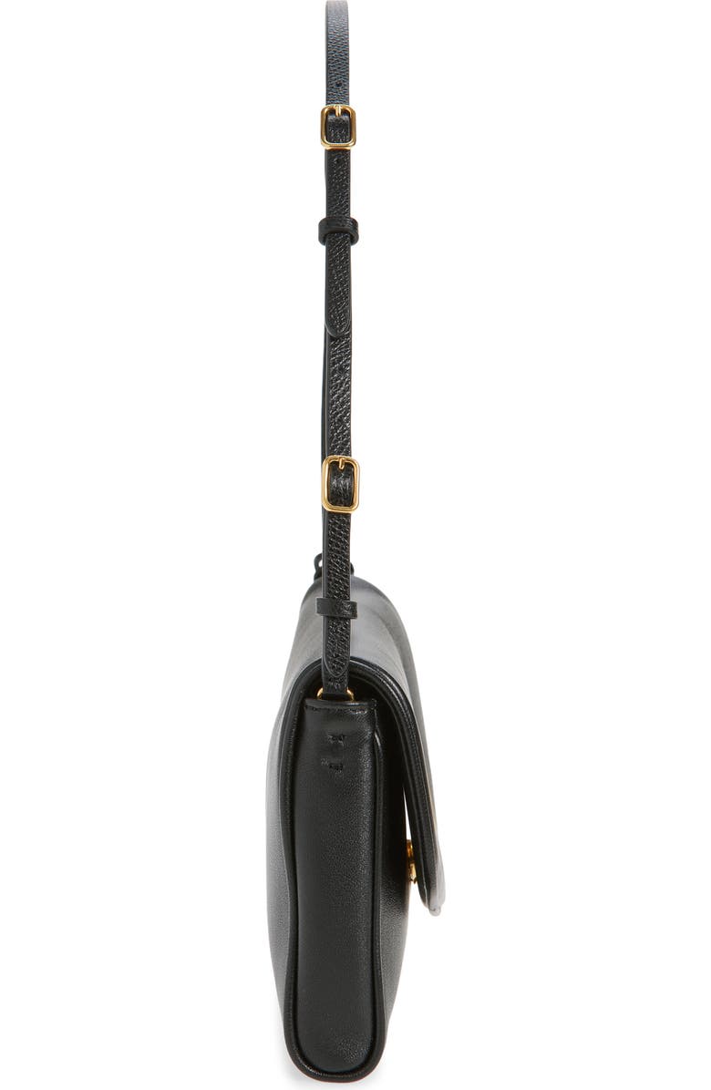 Valentino Garavani Small DeVain Leather Shoulder Bag, Alternate, color, Black