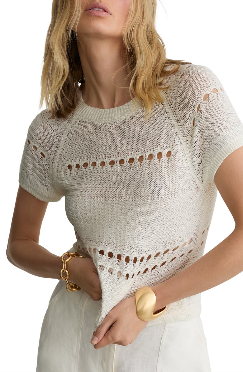 Reiss Chloe Linen Openwork Sweater, Main, color, White