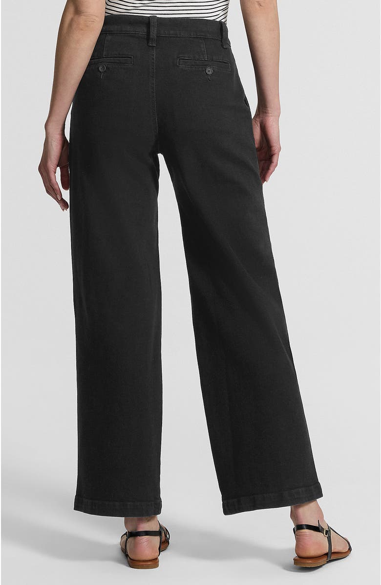 Lands' End High Rise Soft Denim Pleated Wide Leg Trousers, Alternate, color, Black Wash