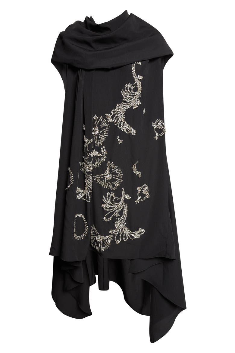 Ducya Embellished Cape Dress, Alternate, color, BLACK