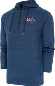 ANTIGUA Men's Antigua Heather Navy Washington Capitals Spikes Raglan Quarter-Zip Hoodie