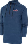 ANTIGUA Men's Antigua Heather Navy Washington Capitals Spikes Raglan Quarter-Zip Hoodie