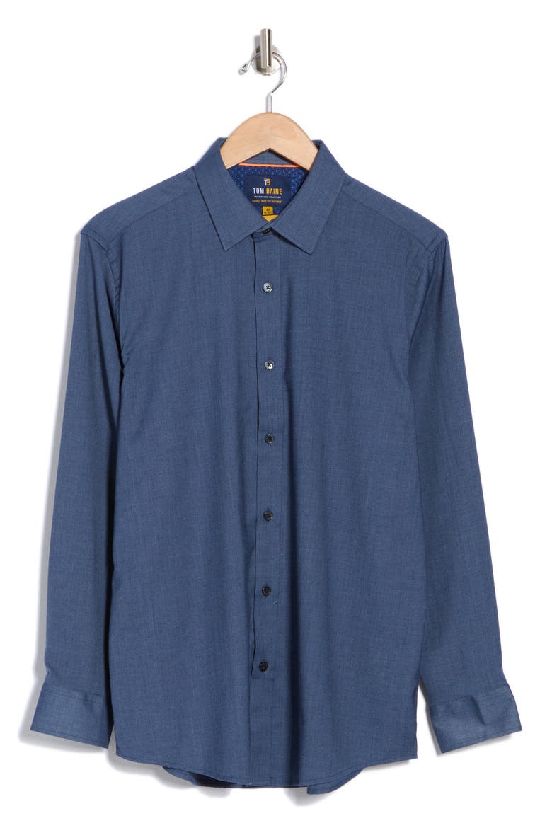 Denim Performance Button-Up Shirt, Alternate, color, DENIM
