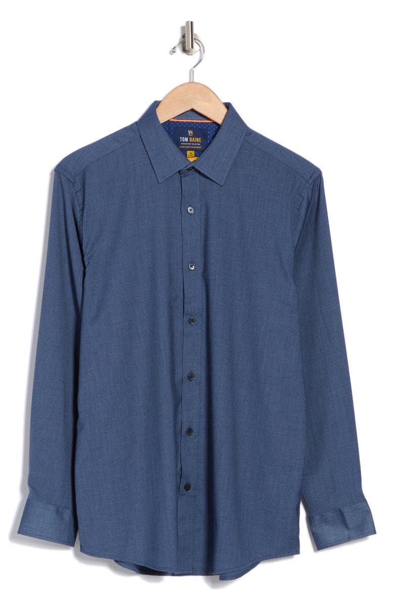 TOM BAINE Denim Performance Button-Up Shirt, Alternate, color, Denim