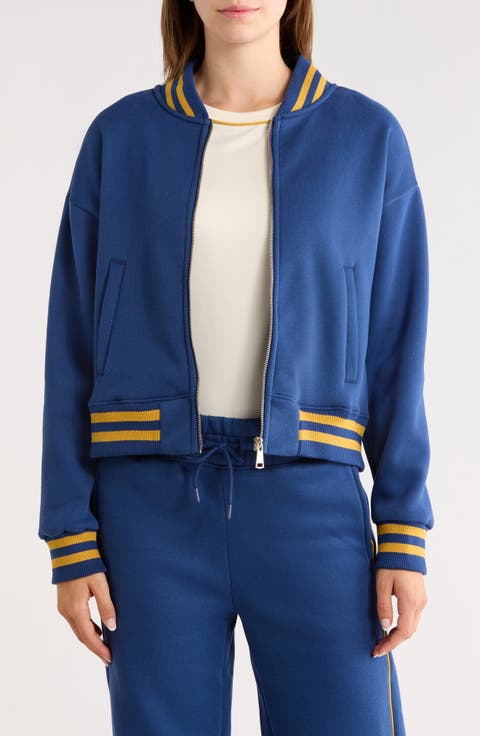 Silicone Varsity Stripe Fleece Zip Jacket